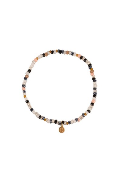 Zusss Kralenarmbandje rond grijs blauw cacao Zusss Kralenarmbandje rond grijs blauw cacao
