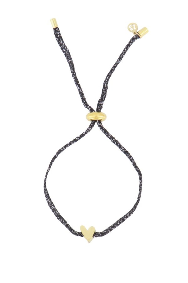 Zusss touwarmbandje met hartje zilver/zwart/goud Zusss touwarmbandje met hartje zilver/zwart/goud