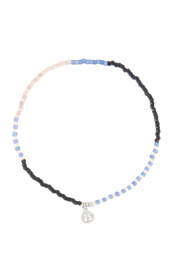 Zusss fijn kralenarmbandje grijs-blauw/zwart/zand Zusss fijn kralenarmbandje grijs-blauw/zwart/zand