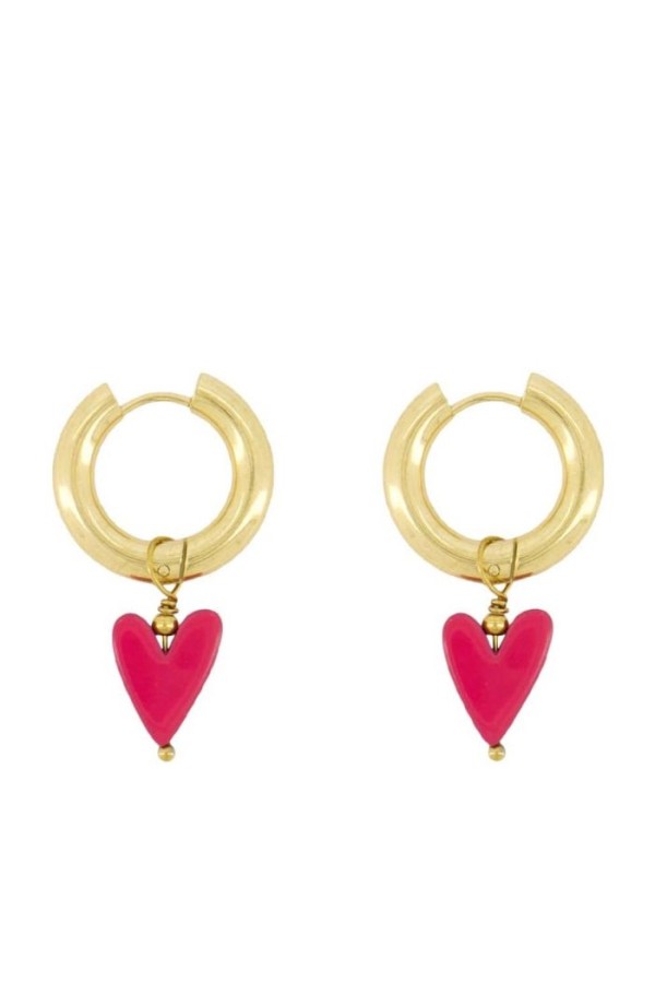 Zusss Oorbel Met Hartje Roze Rood
