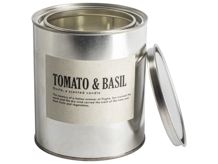 Gusta geurkaars in blik 10,5x12cm tomato & basil Gusta geurkaars in blik 10,5x12cm tomato & basil