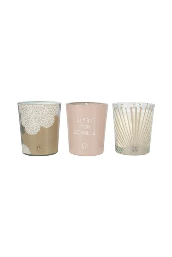 Zusss set van 3 glaskaarsjes zonnetje