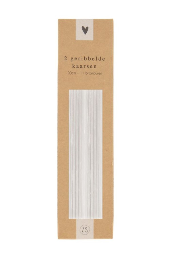 Zusss 2 Geribbelde Kaarsen 20cm Krijt Zusss 2 Geribbelde Kaarsen 20cm Krijt