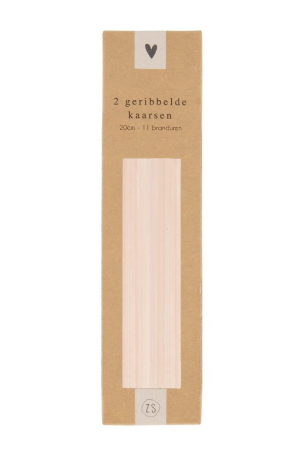 Zusss 2 Geribbelde Kaarsen 20Cm Poederroze Zusss 2 Geribbelde Kaarsen 20Cm Poederroze