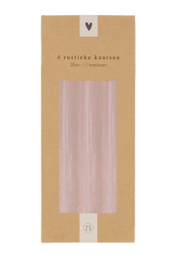 Zusss 4 Rustieke Kaarsen 20Cm Leem Zusss 4 Rustieke Kaarsen 20Cm Leem