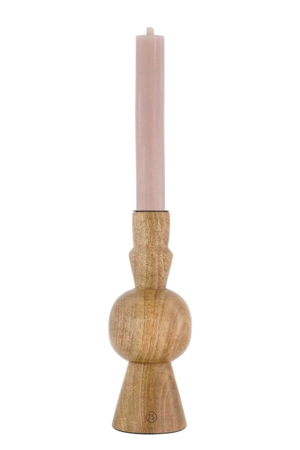 Zusss Houten Kandelaar Met Bolling L Naturel Zusss Houten Kandelaar Met Bolling L Naturel