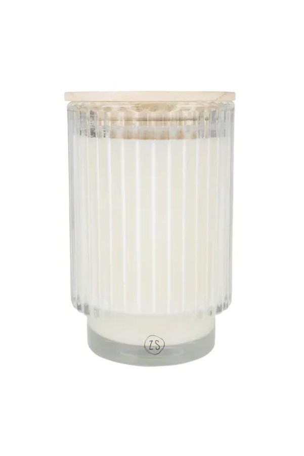 Zusss geurkaars in glas met ribbels schone was wit
