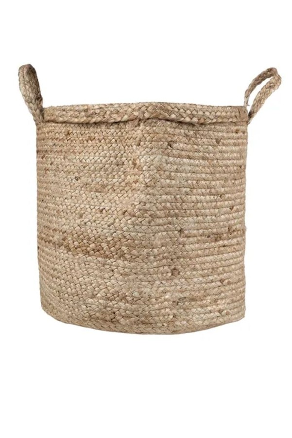 Zusss jute opbergmand met hengsels 38x33cm naturel Zusss jute opbergmand met hengsels 38x33cm naturel