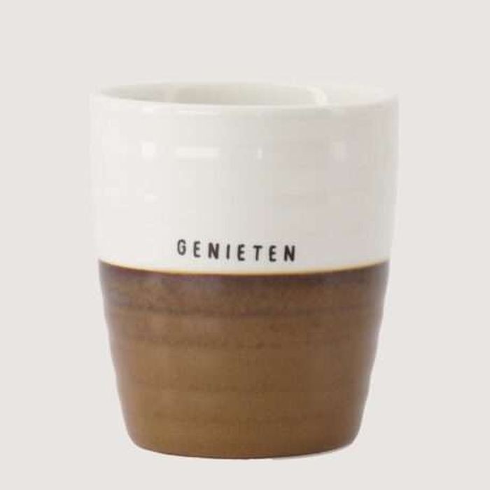 Zusss Koffiemok Genieten Wit / Bruin