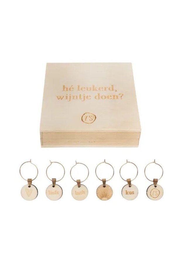 Zusss set van 6 wijnglas hangers hout Zusss set van 6 wijnglas hangers hout