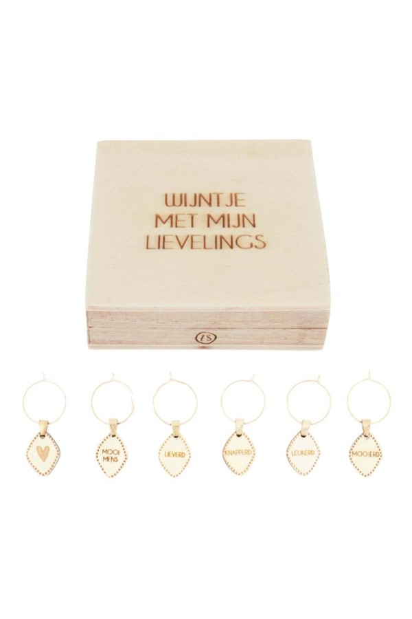 Zusss Set Van 6 Houten Wijnglas Hangers Zusss Set Van 6 Houten Wijnglas Hangers