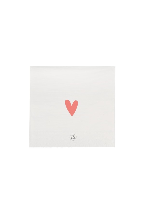 Zusss servetten hartje 12,5x12,5cm wit