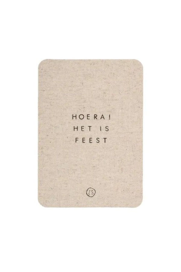 Zusss linnen kaart met envelop hoera het is feest Zusss linnen kaart met envelop hoera het is feest