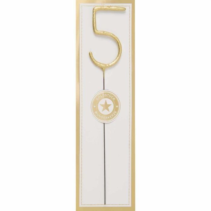 Wondercandle sterretje Nummer 5 Kaars Goud (Wit Goldstuck) Wondercandle sterretje Nummer 5 Kaars Goud (Wit Goldstuck)