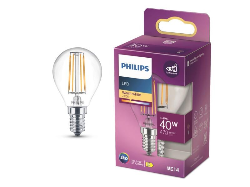 Philips Led Lamp 40w E14 470lm Kogel Filament