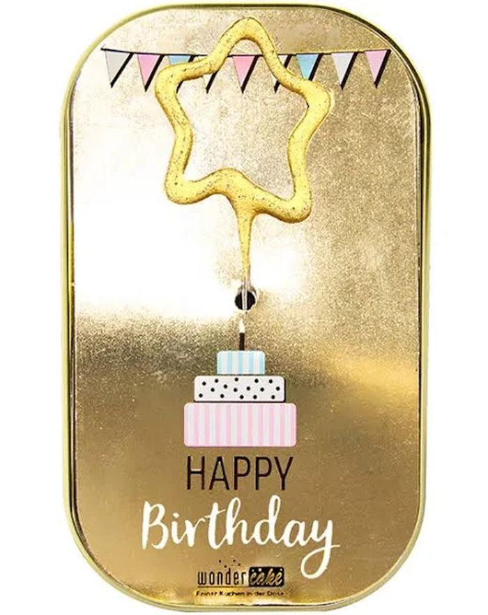 Sterretje met Happy Birthday Gold Wondercake