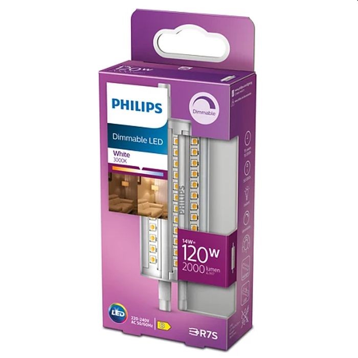 Philips Led Lamp R7S 118mm 120W 2000Lm Staaf Dimbaar
