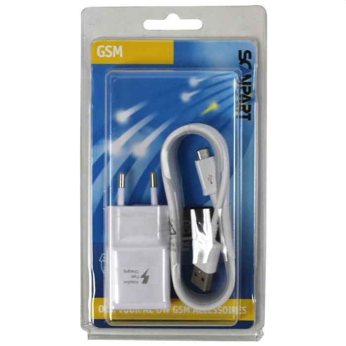 Scanpart Samsung Snellader Micro USB 2000Ma Wit Origineel Scanpart Samsung Snellader Micro USB 2000Ma Wit Origineel