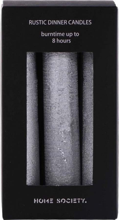 Home Society Dinner Candle S Silver 6 stuks