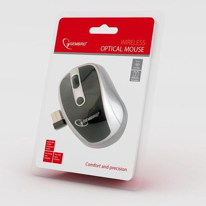 Gembird muis draadloos zilver zwart Gembird muis draadloos zilver zwart