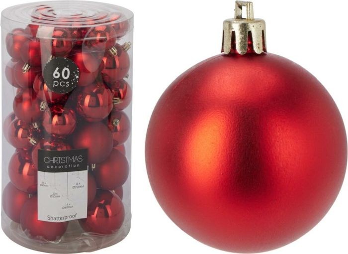 Kerstballen 60 Stuks Rood