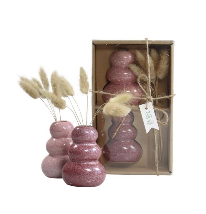 Gift Atelier Giftset Vaasjes Met Droogbloemen Roze