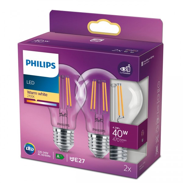 Philips LED 40W E27 2-pack