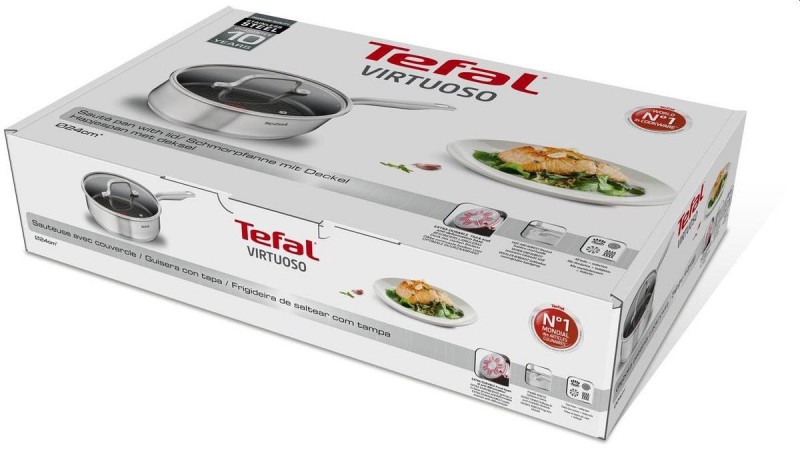 Tefal Virtuoso hapjespan 24cm met deksel roestvrijstaal Tefal Virtuoso hapjespan 24cm met deksel roestvrijstaal