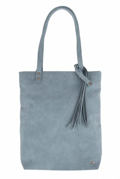 Zusss basic shopper met kwast grijs blauw Zusss basic shopper met kwast grijs blauw