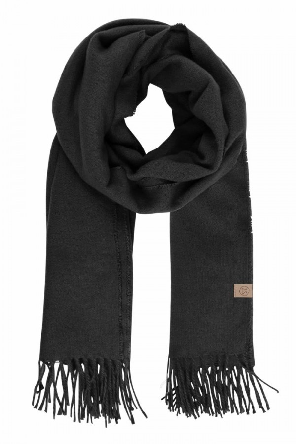 Zusss Basic sjaal met franjes zwart Zusss Basic sjaal met franjes zwart