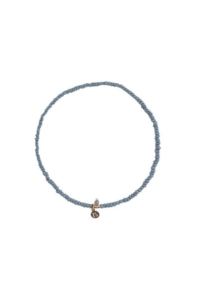 Zusss Enkelbandje met kraaltjes grijs blauw goud Zusss Enkelbandje met kraaltjes grijs blauw goud