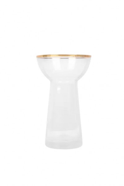 Zusss glazen vaasje 9x6x15cm Wit en Goud