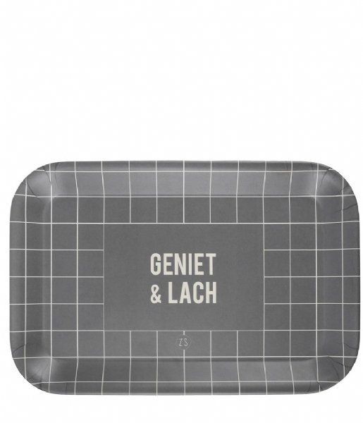 Zusss melamine dienblad 'geniet' antracietgrijs Zusss melamine dienblad 'geniet' antracietgrijs