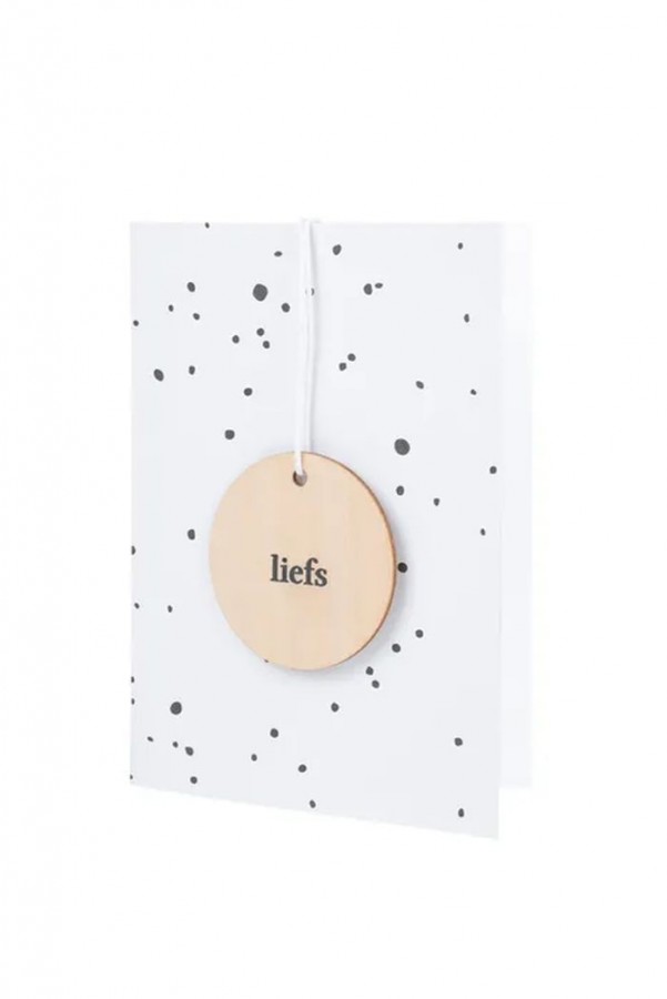 Zusss Wenskaart met houten tag liefs wit