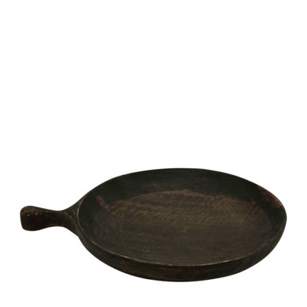 Vtwonen Plate with handle mango wood black 25x20x3cm