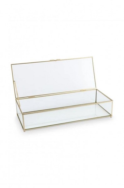 Vtwonen Storage box glass with metal golden frame 42x16.5x9cm