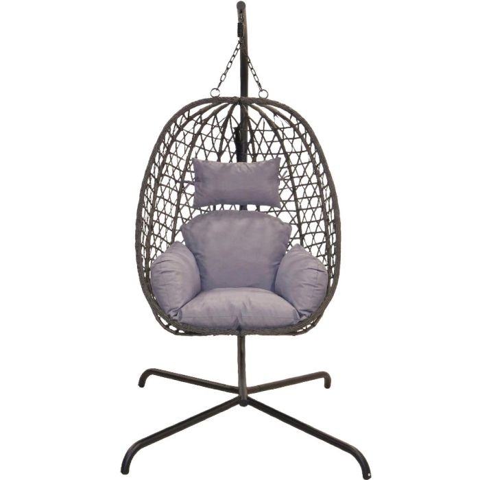 Hangstoel Rattan Donkergrijs