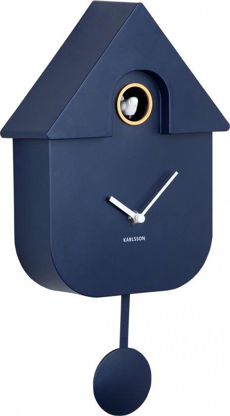 Wall Clock Modern Cuckoo Dark Blue