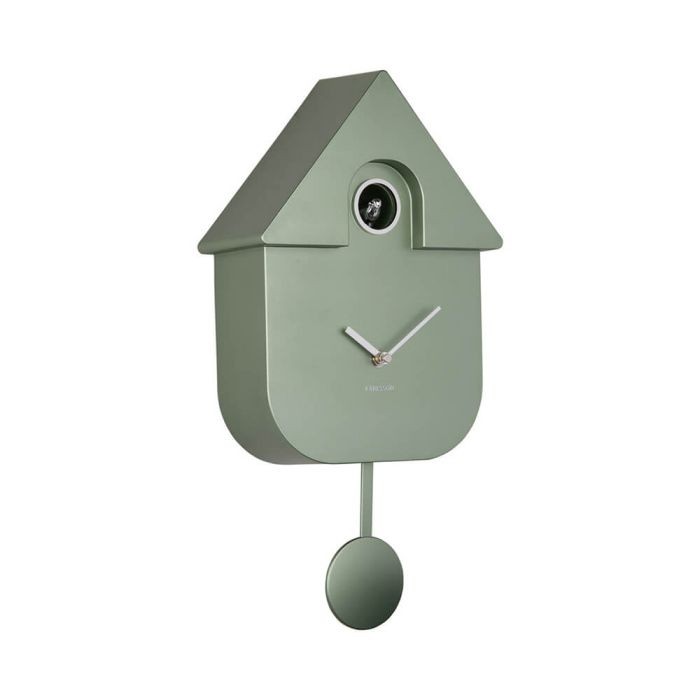 Wall Clock Modern Cuckoo Metallic Green